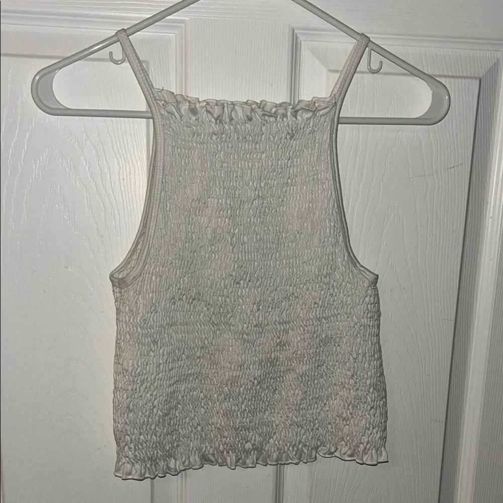 Gray Ribbed Crop Tank Top - Picture 2 of 2